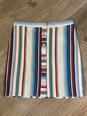***Brooks Brothers Multicolor Striped Button-Front Mini Skirt